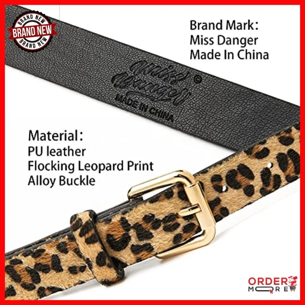 Adjustable PU Leather Belt with Alloy Buckle for Pants Jeans Dresses